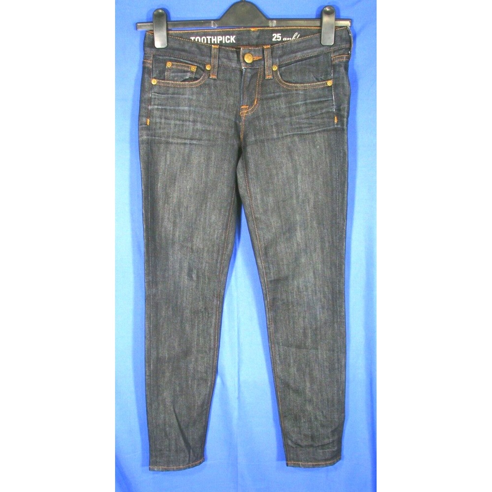 J. CREW JEANS Distressed DENIM Dark Wash TOOTHPICK TAPERED LEG Slim Stretch 25